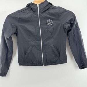 Abercrombie & Fitch Jacket Large Navy Blue Hooded Full‎ Zip Windbreaker Logo